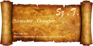 Szender Tivadar névjegykártya